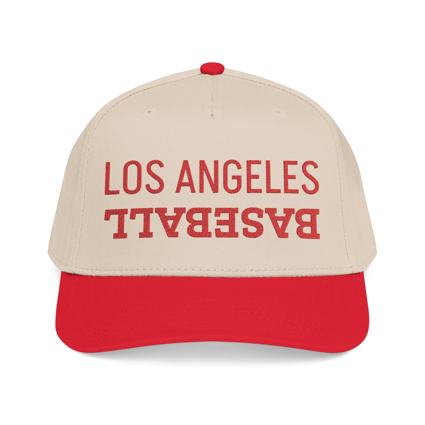 Embroidered Red LA Baseball Hat, Mid Profile Baseball Cap, Los Angeles Baseball Gifts