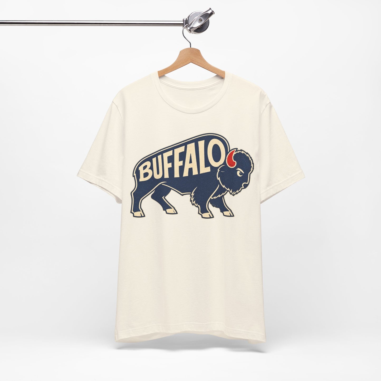 Buffalo Mascot T-Shirt, Retro Bison Graphic Tee, Football Shirt, Red and Blue Buffalo Shirt