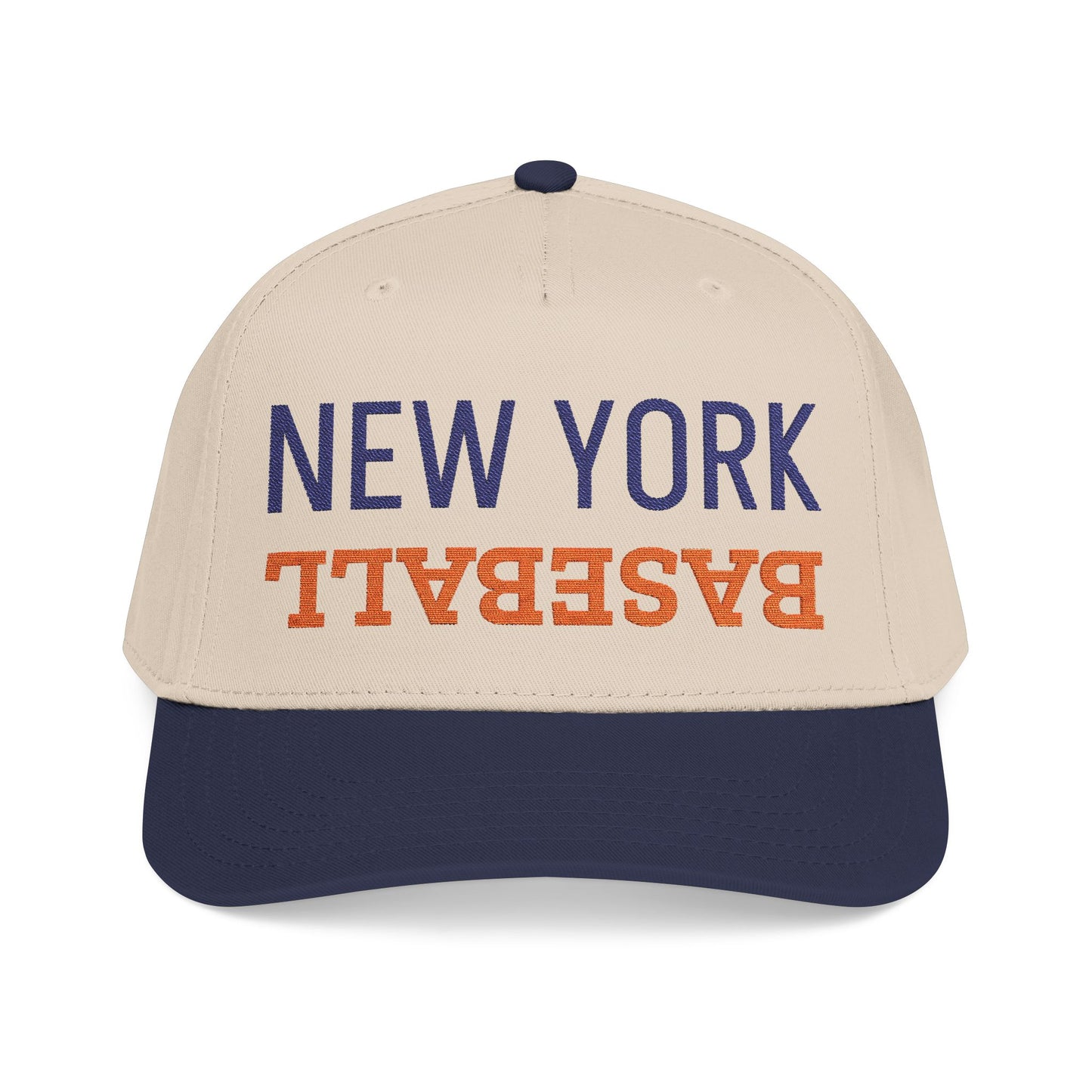 Embroidered New York Baseball Hat, Navy and Orange Mid Profile Baseball Cap, Sports Gifts