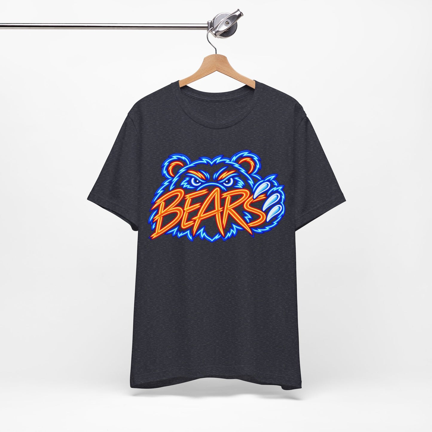 Neon Bears T-Shirt, Sports Logo, Blue Orange Graphic Tee