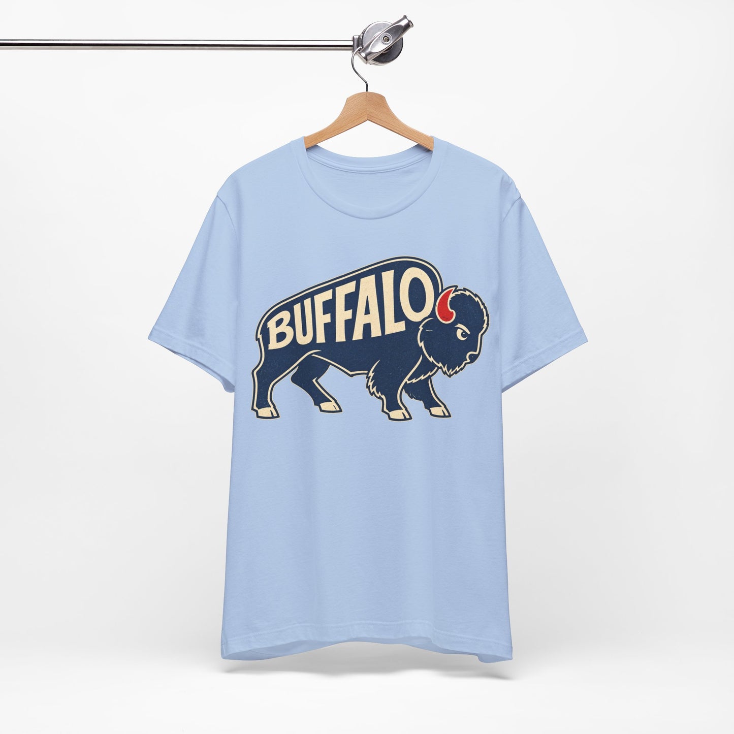 Buffalo Mascot T-Shirt, Retro Bison Graphic Tee, Football Shirt, Red and Blue Buffalo Shirt