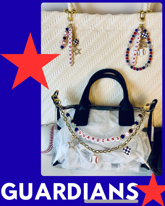 Guardians Bag Charm | Baseball Keychain Zipper Pull | Baseball Fan Gift | Choose Your Team & Size | Handmade Sports Accessory