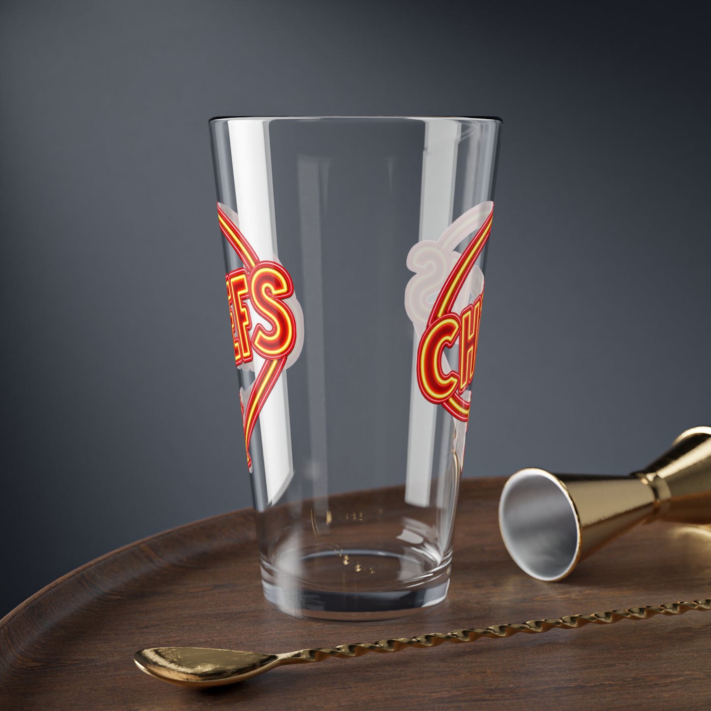 Chiefs Clear Pint Glass 16oz, Football Gifts, Football Glassware