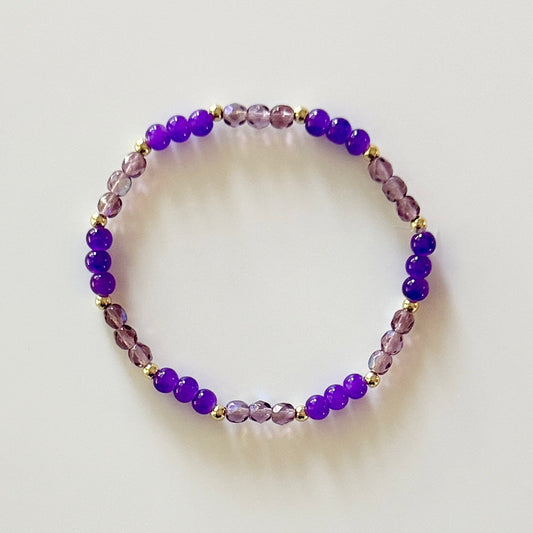 Purple Revolution Bracelet - with Czech fire-polished, glass and gold-plated beads