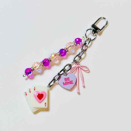 Be Mine Bag Charm: Pink, Purple, Red and Silver Valentine's Day Keychain