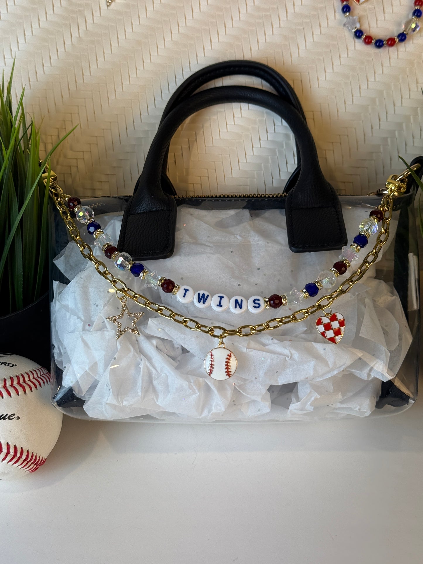 Twins Bag Charm | Baseball Keychain Zipper Pull | Baseball Fan Gift | Choose Your Team & Size | Handmade Sports Accessory