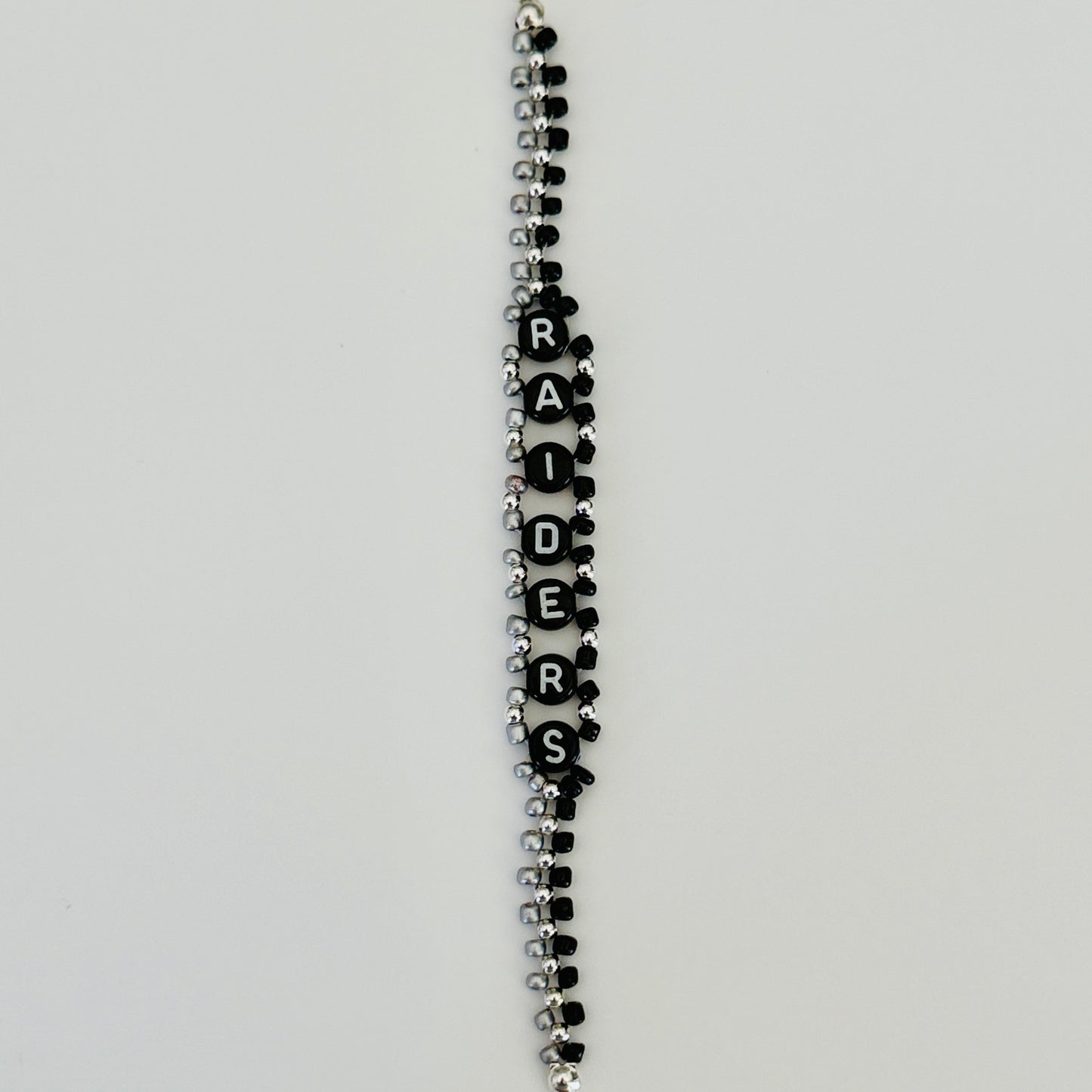 Raiders Football Woven, Beaded Bracelet, Seed Bead Jewelry, Handmade Game Day Gift