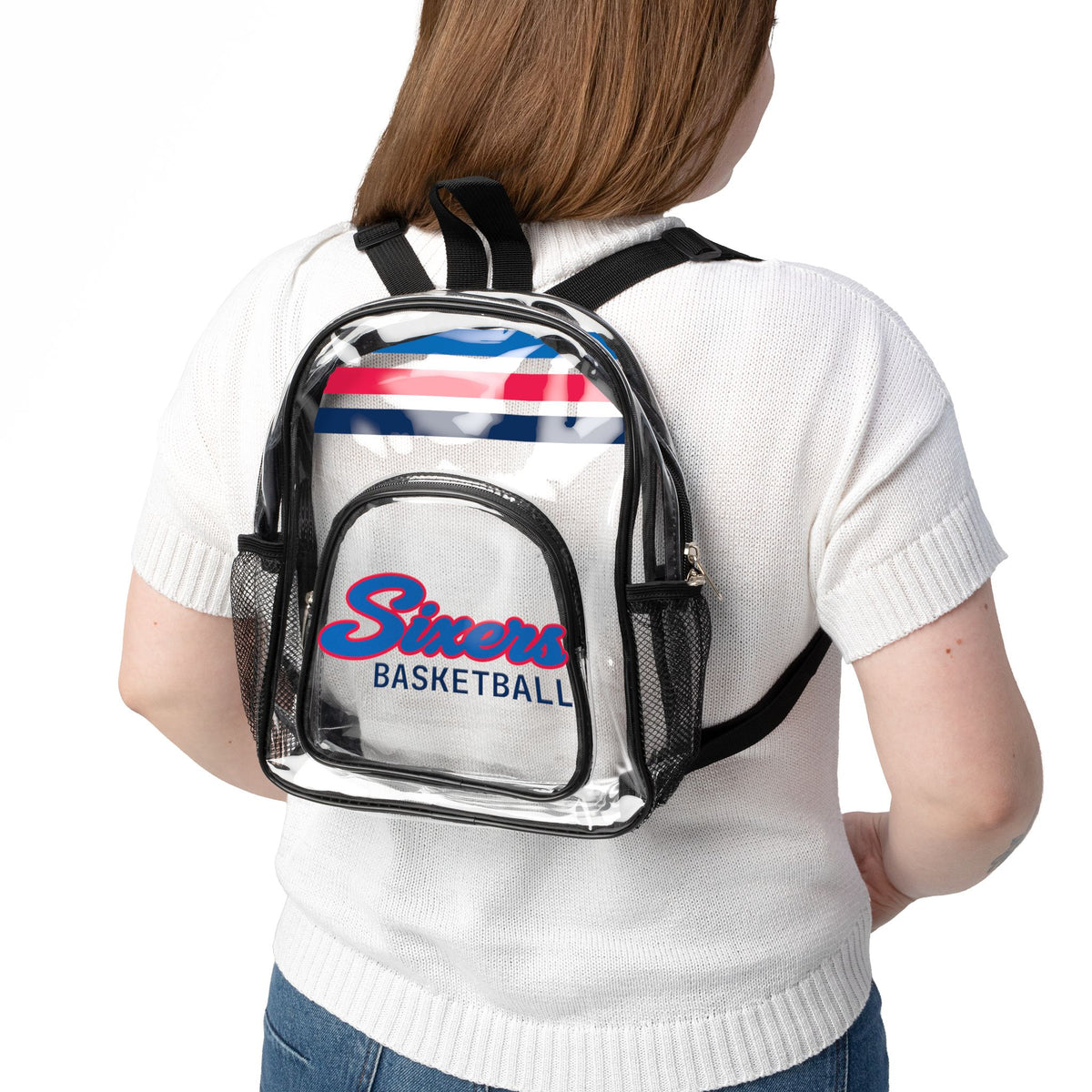 Sixers Clear Backpack, Basketball Stadium Bag, Transparent Bag