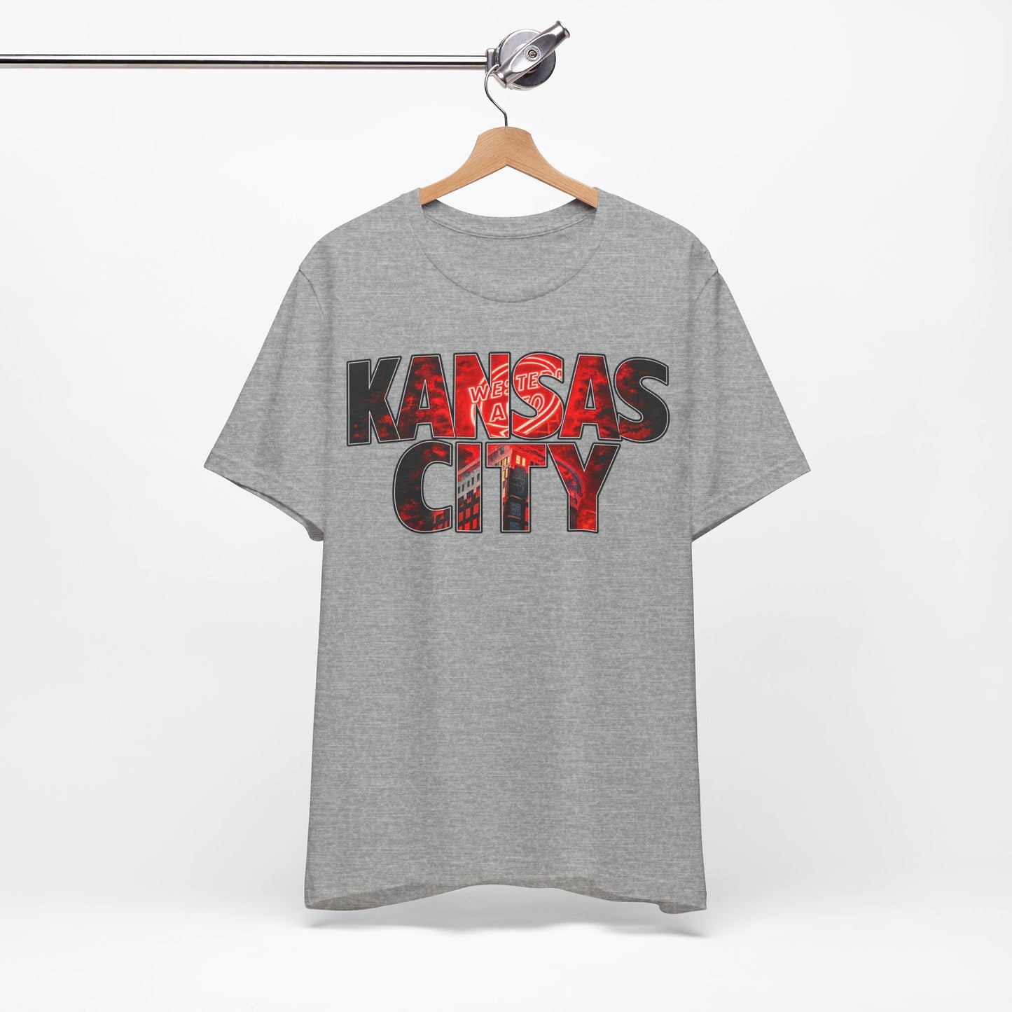 Kansas City Text Graphic T-Shirt, City Skyline Typography, Western Auto Shirt
