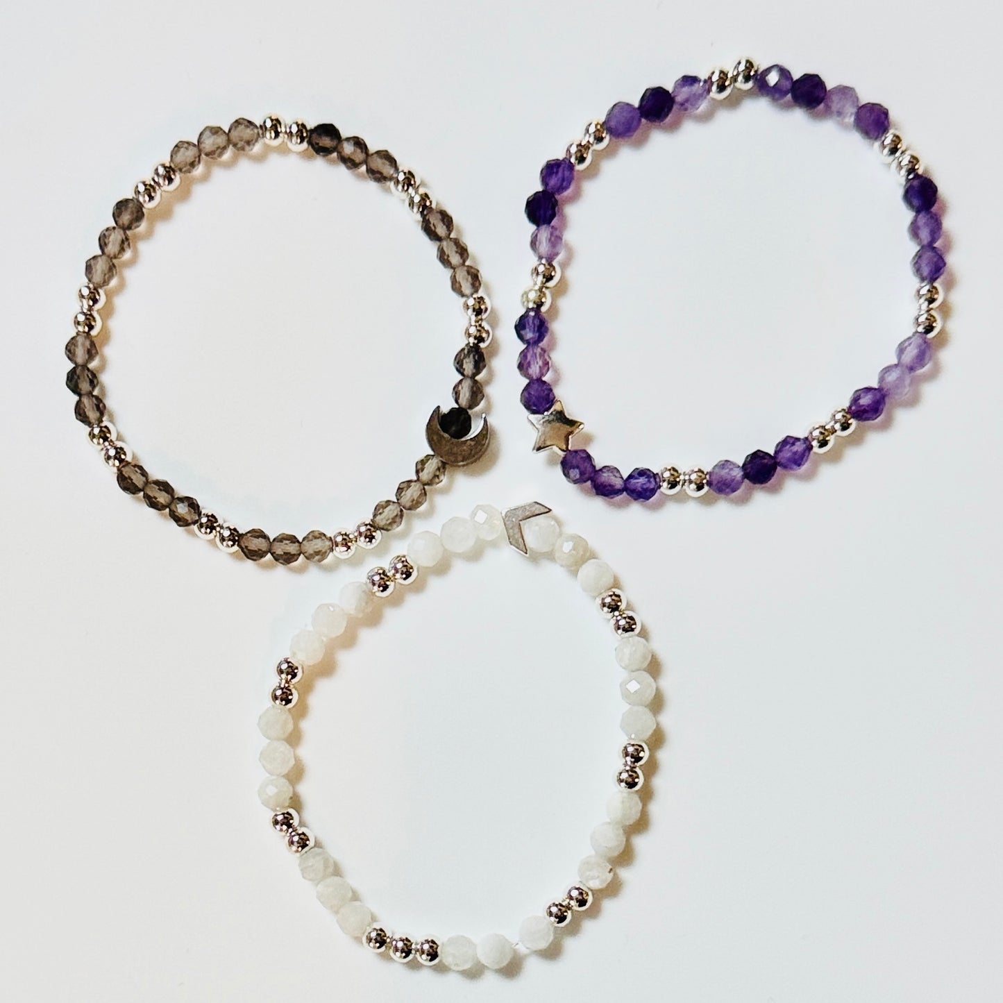 Sun Moon Rising Sign Bracelet Stack, with Personalized Alchemy Card, Custom Astrology Jewelry Set, Birth Chart Bracelet, Star Sign Crystal Bracelets, Personalized Gift, Zodiac Bracelet