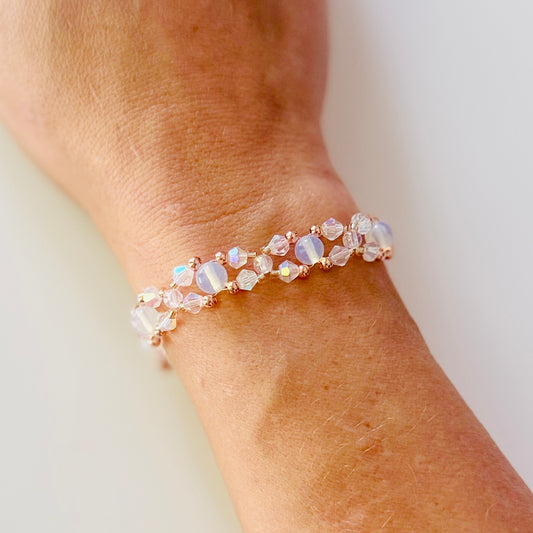 Opalite Showgirl Bracelet: Gold, Rose Gold or Silver Plated with Opalite