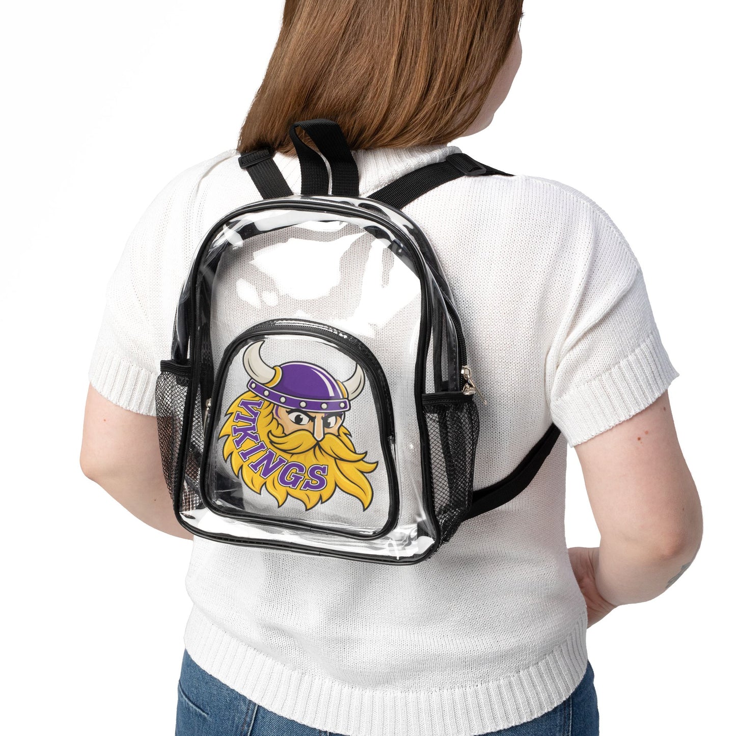 Vikings Clear Backpack, Football Bookbag, Transparent Stadium Bag