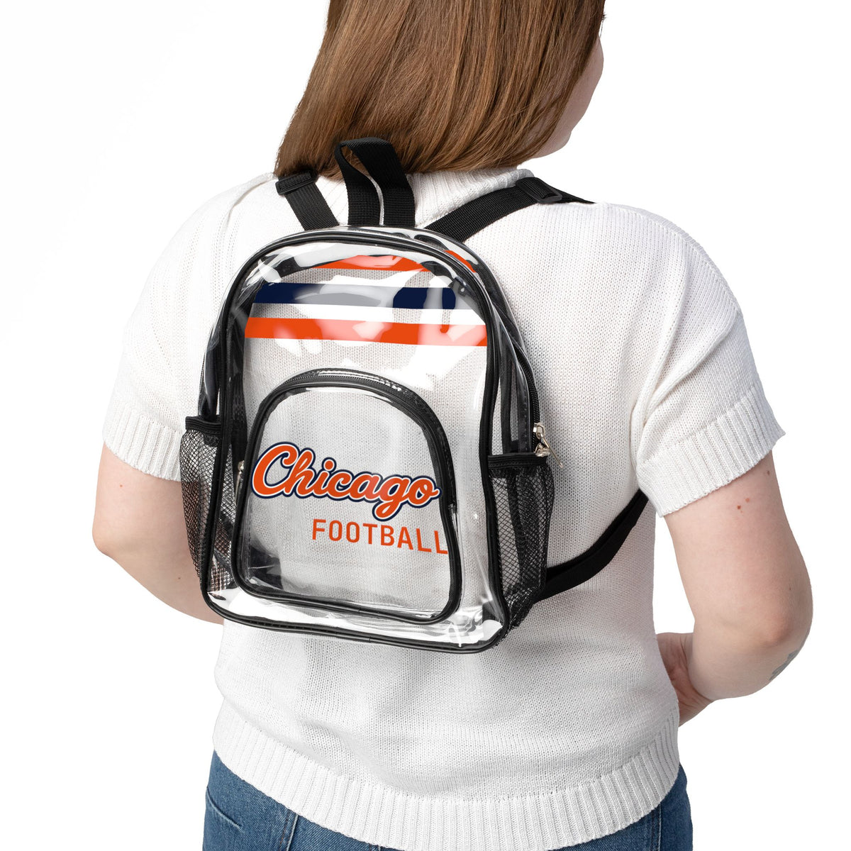 Clear Chicago Football Backpack, Stadium Backpack, Game Day Bag, Clear Football Bag
