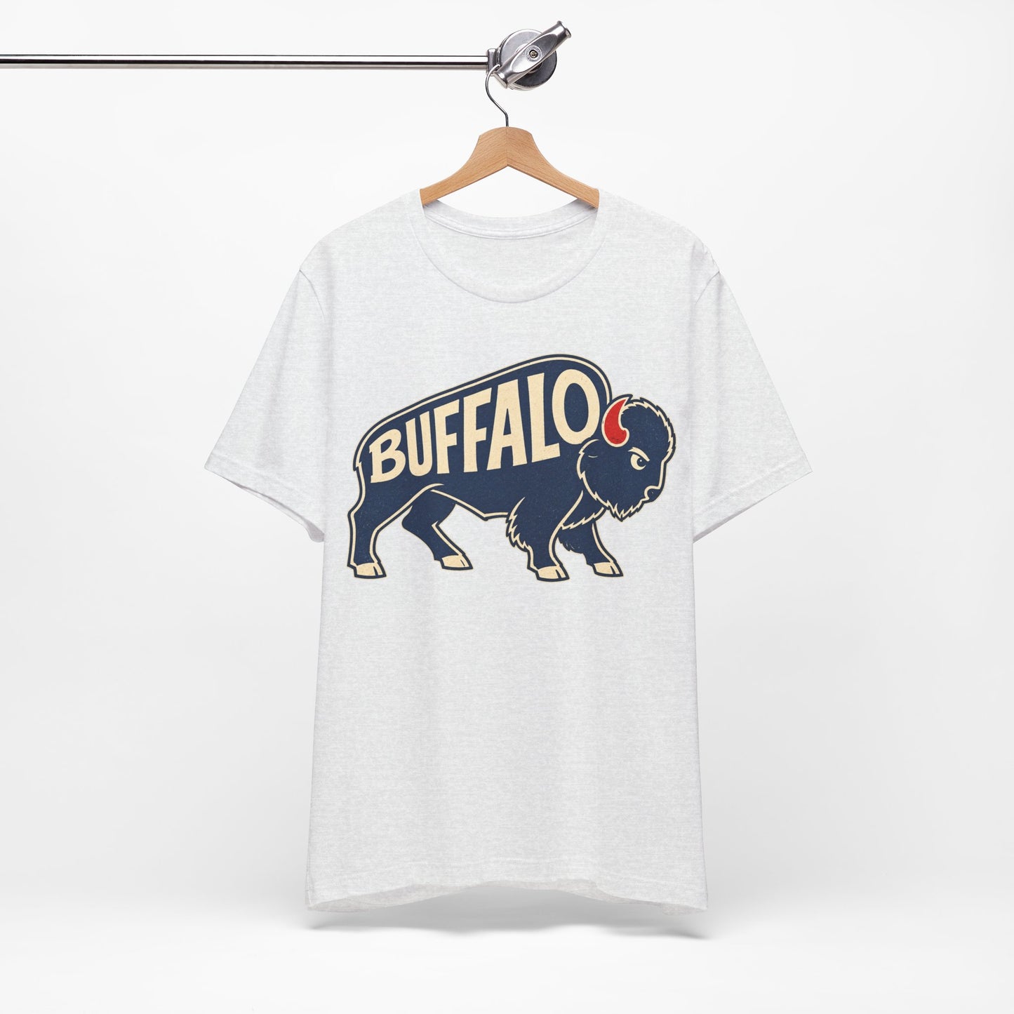 Buffalo Mascot T-Shirt, Retro Bison Graphic Tee, Football Shirt, Red and Blue Buffalo Shirt