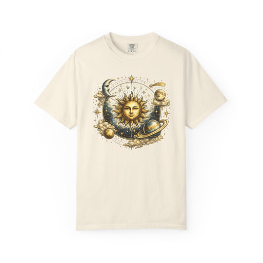 Celestial Sun and Moon Graphic Tee: Astrology Planet Shirt, Universe Shirt, Solar System Tee