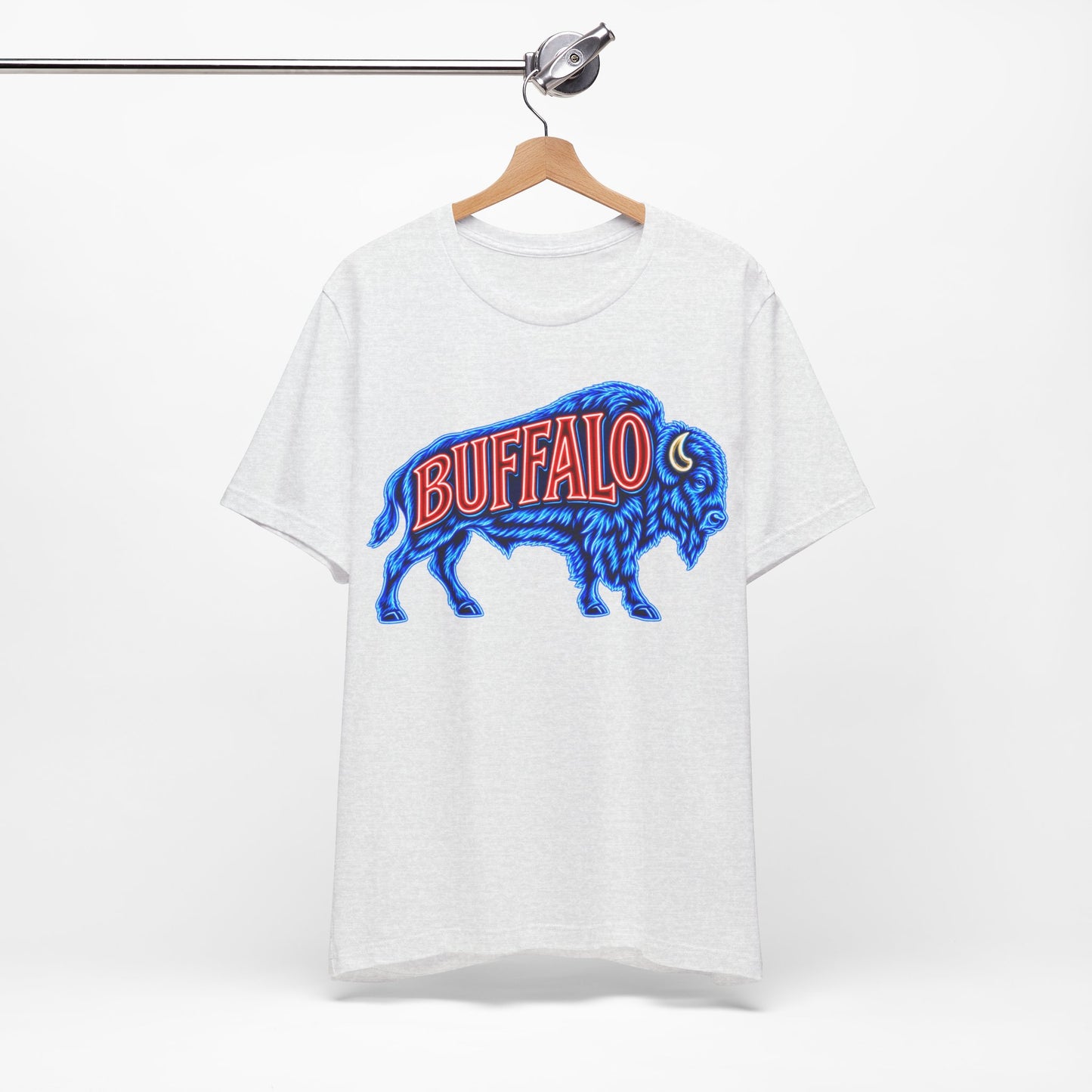Buffalo Neon Sign T-Shirt, Retro Bison Graphic Tee, Football Shirt