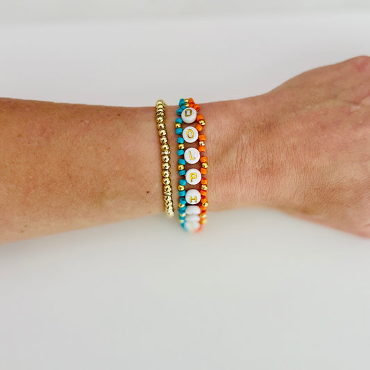Dolphins Football Woven, Beaded Bracelet, Seed Bead Jewelry, Handmade Game Day Gift