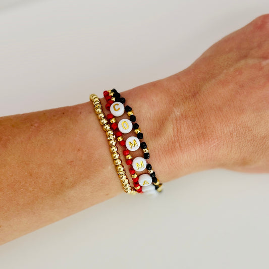 Commanders Football Woven Bracelet – Burgundy and Gold Seed Bead Jewelry, Handmade Game Day Gift