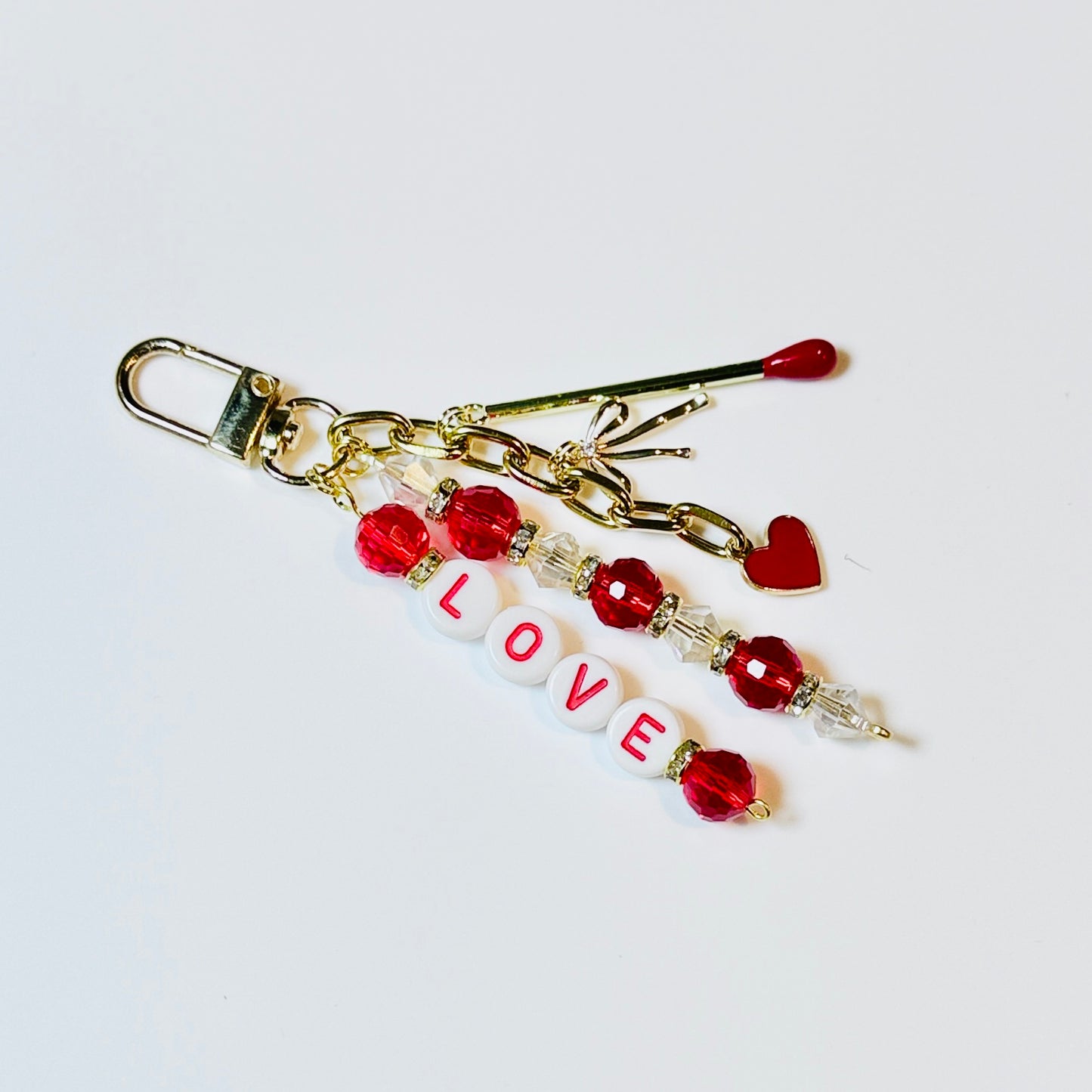 LOVE Bag Charm: Red and Gold Valentine Keychain