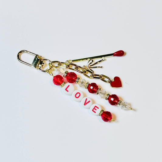 LOVE Bag Charm: Red and Gold Valentine Keychain