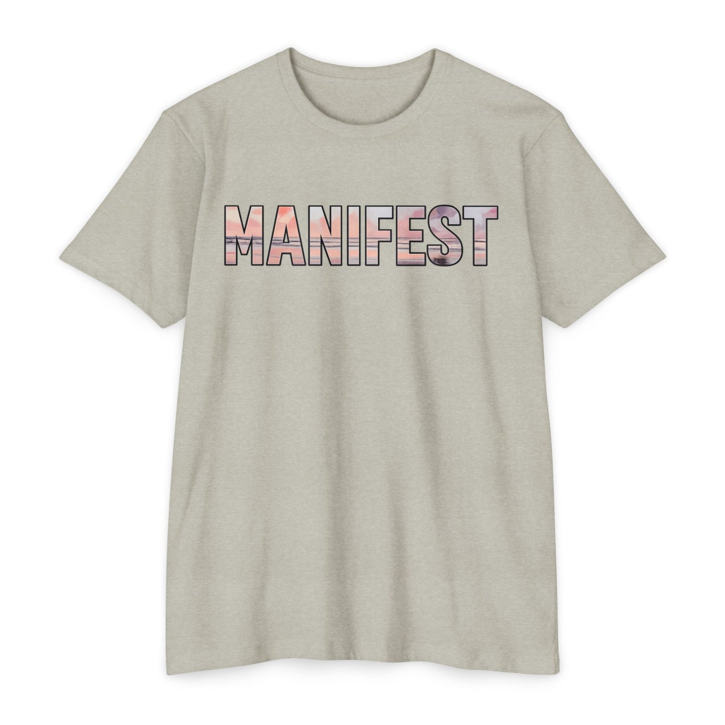 Manifest Sunset Block Text T-Shirt, Manifest Graphic Tee, Positive Affirmation Top