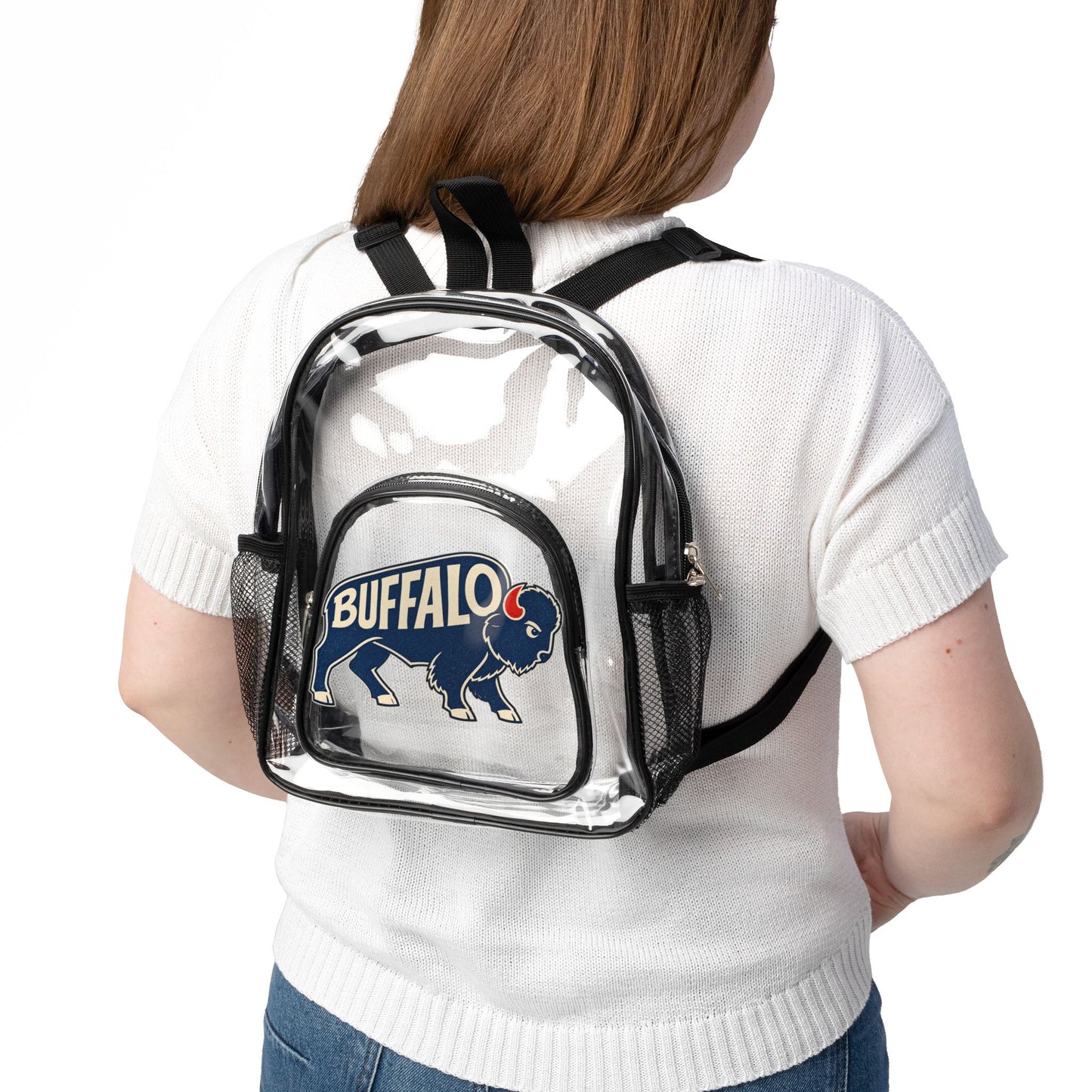 Buffalo Clear Backpack, Clear Stadium Bag, Football Tote, Transparent Football Tote