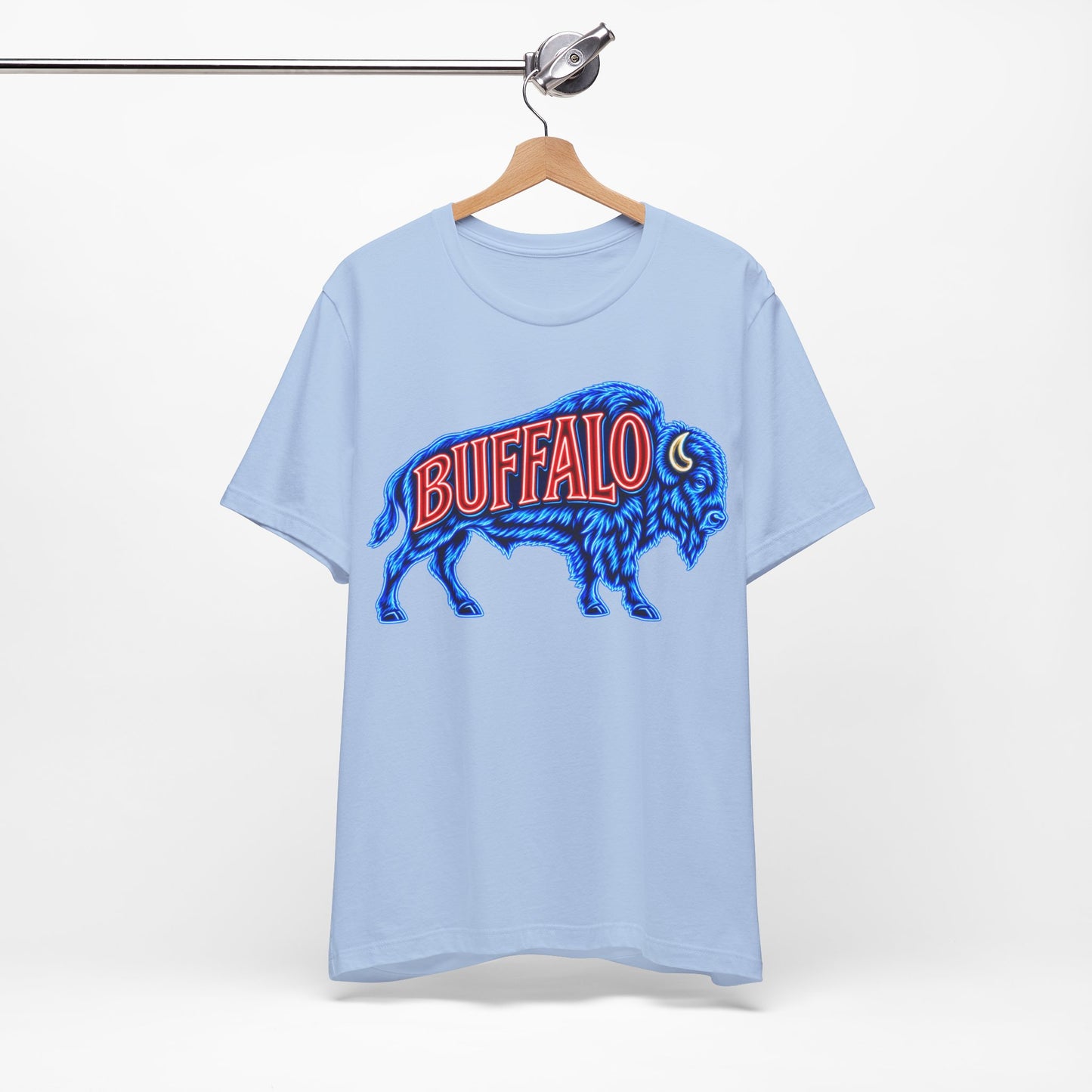 Buffalo Neon Sign T-Shirt, Retro Bison Graphic Tee, Football Shirt