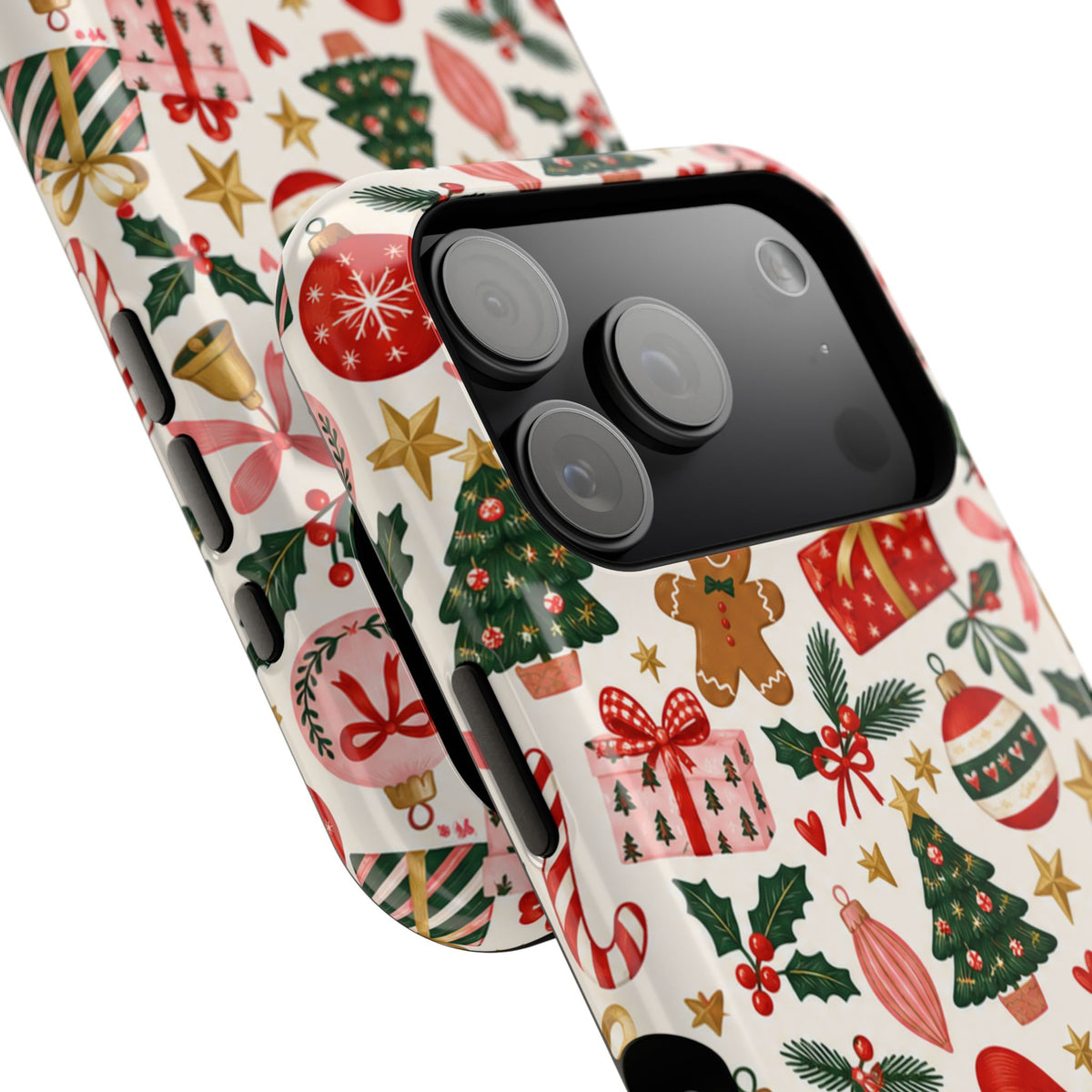 Christmas Gifts and Gingerbread Pattern Phone Case | Red and Green Holiday Phone Case