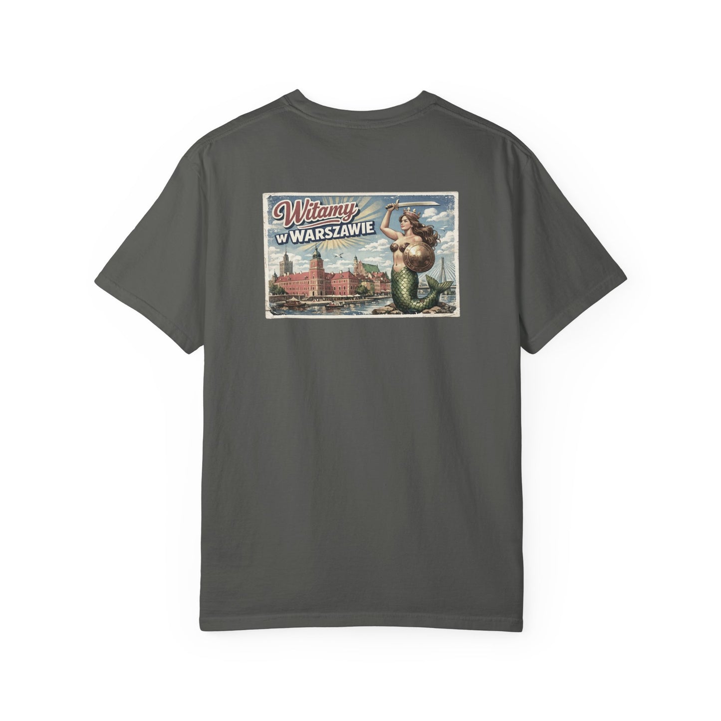 Warsaw Mermaid Shirt: Witamy w Warszawie Mermaid Vintage Postcard T-shirt, Polish Language Shirt, Poland Shirt