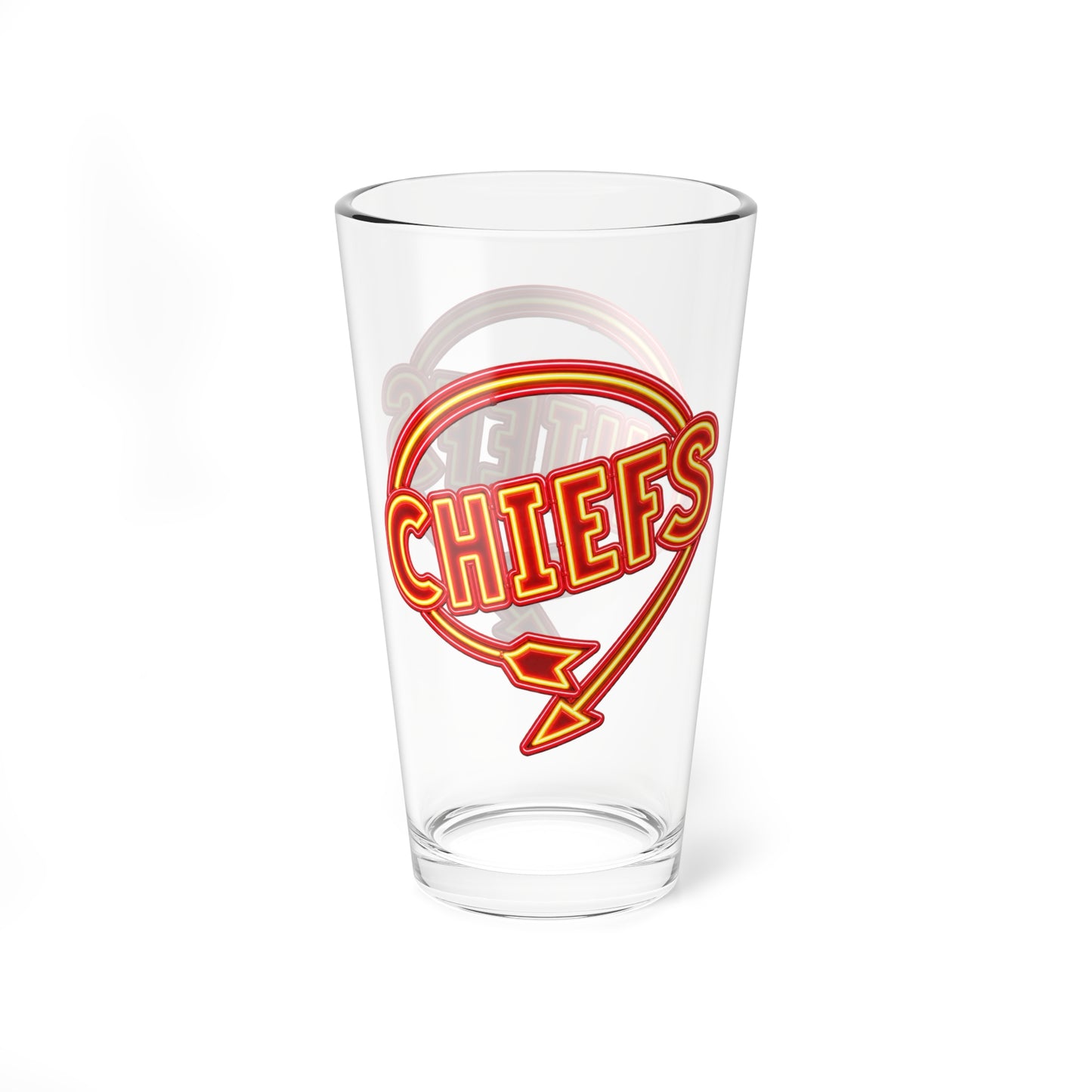 Chiefs Clear Pint Glass 16oz, Football Gifts, Football Glassware