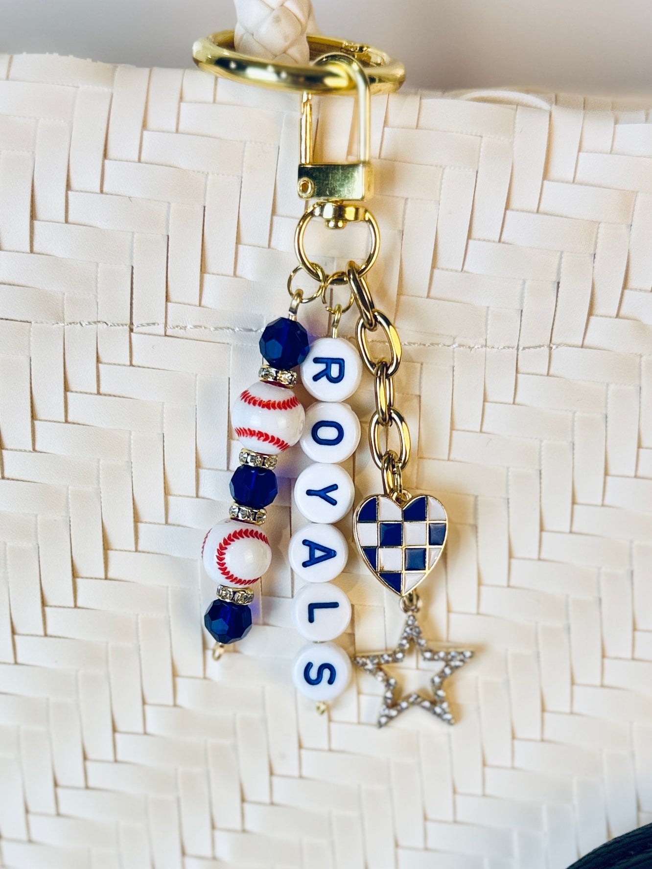 Royals Bag Charm | Baseball Keychain Zipper Pull | Baseball Fan Gift | Choose Your Team & Size | Handmade Sports Accessory