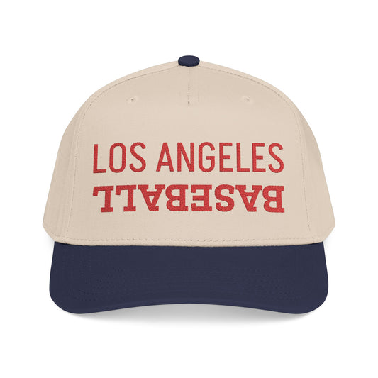 Embroidered Red LA Baseball Hat, Mid Profile Baseball Cap, Los Angeles Baseball Gifts