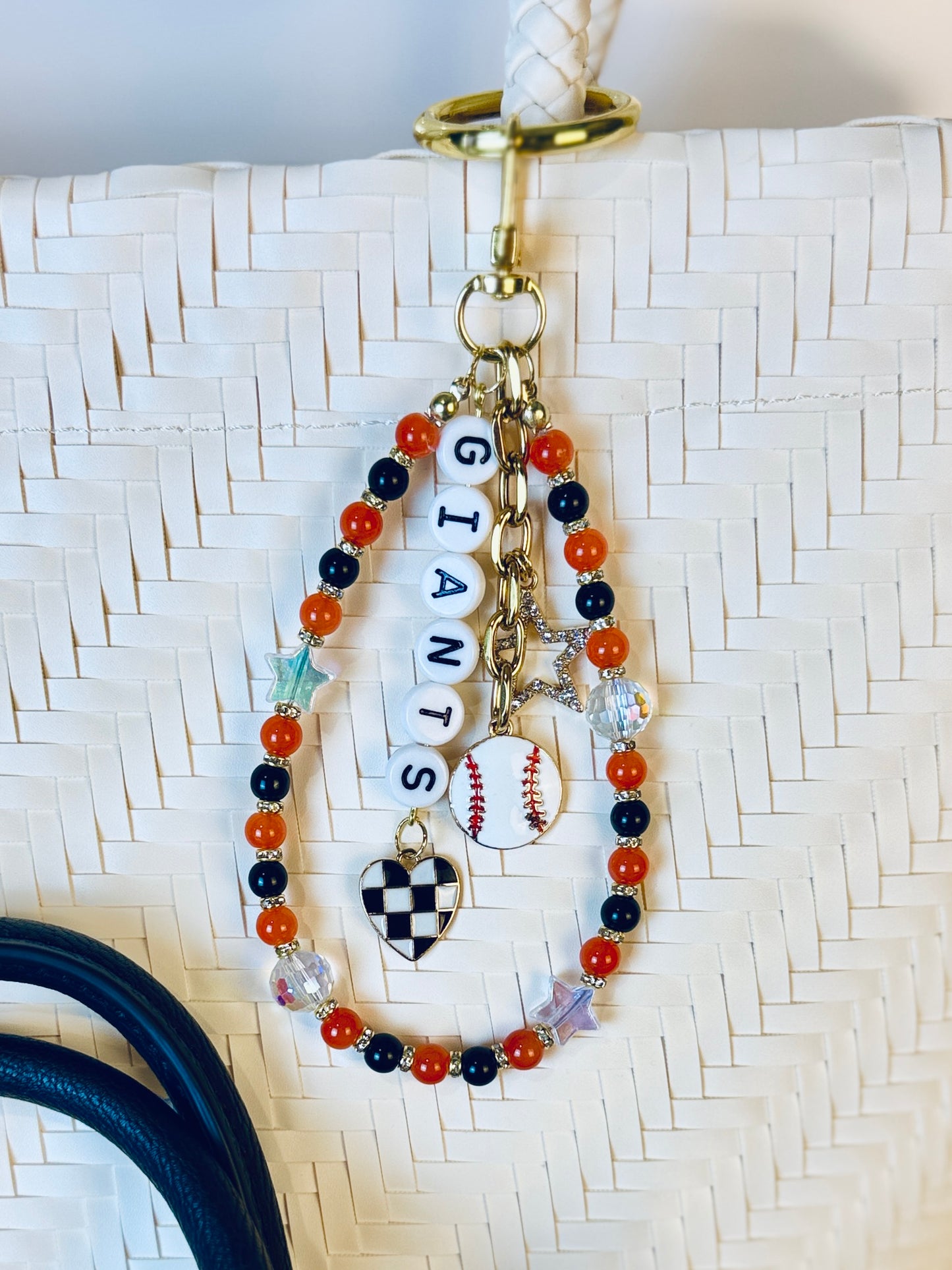 Giants Bag Charm | Baseball Keychain Zipper Pull | Baseball Fan Gift | Choose Your Team & Size | Handmade Sports Accessory
