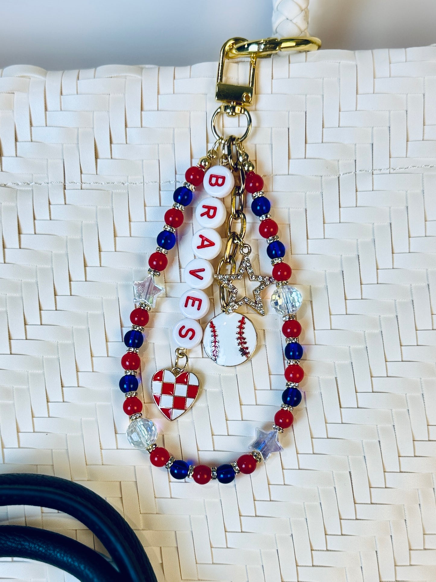 Braves Bag Charm | Baseball Keychain Zipper Pull | Baseball Fan Gift | Choose Your Team & Size | Handmade Sports Accessory