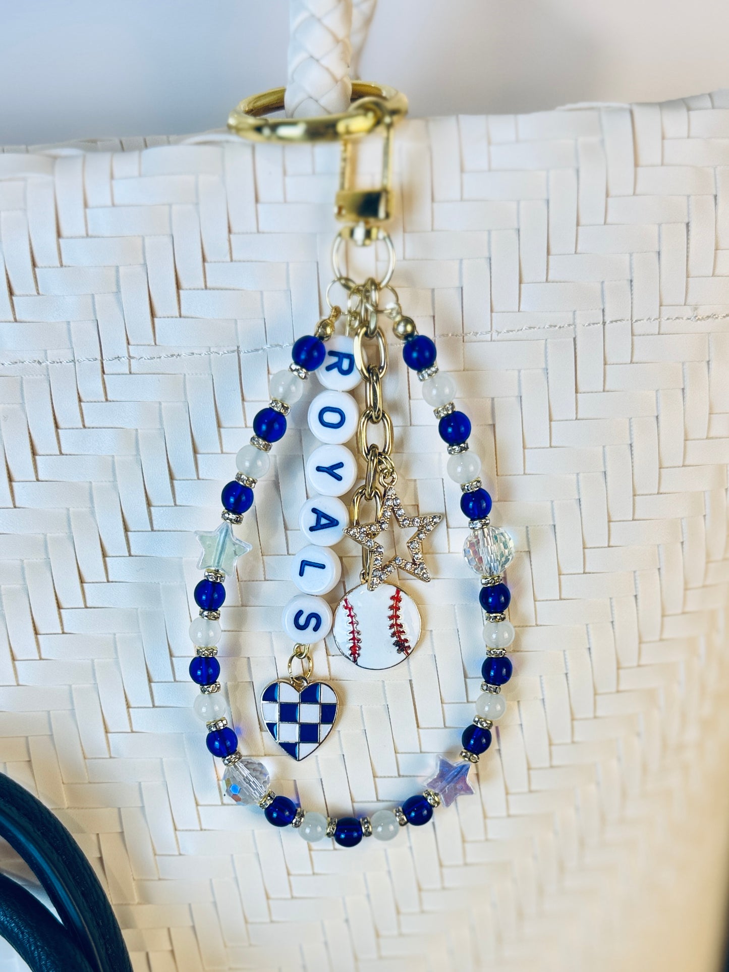 Royals Bag Charm | Baseball Keychain Zipper Pull | Baseball Fan Gift | Choose Your Team & Size | Handmade Sports Accessory