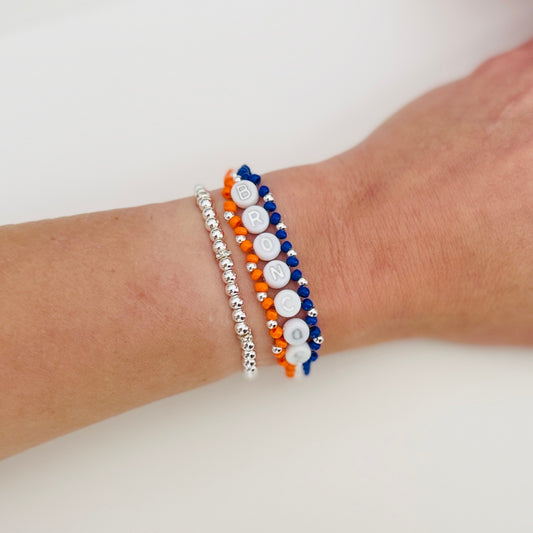 Broncos Football Woven, Beaded Bracelet, Seed Bead Jewelry, Handmade Game Day Gift