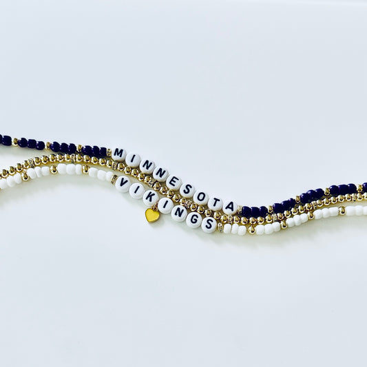 Vikings Football Charm Bracelet Stack