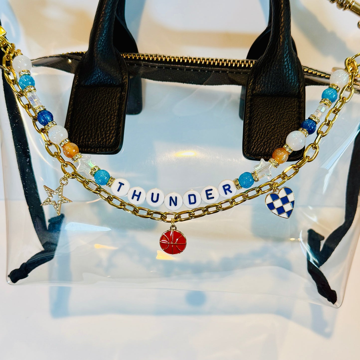 Basketball Beaded Bag Chain: Handmade with Custom Team Name, Basketball, Star and Heart Charms