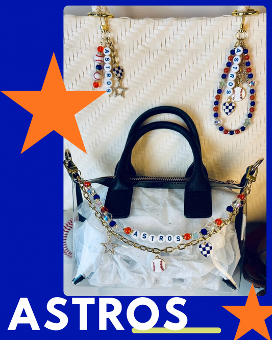 Astros Bag Charm | Baseball Keychain Zipper Pull | Baseball Fan Gift | Choose Your Team & Size | Handmade Sports Accessory