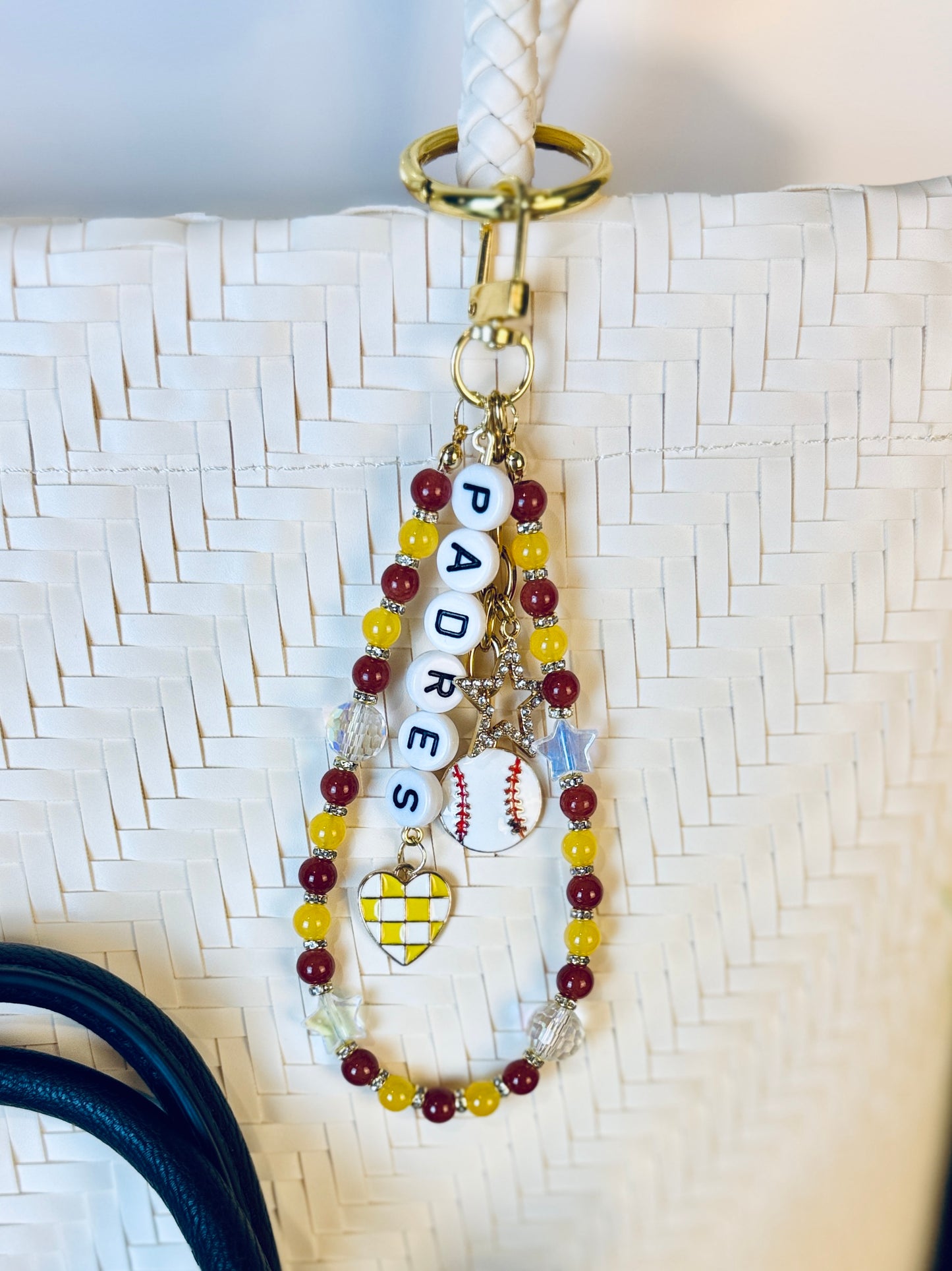 Padres Bag Charm | Baseball Keychain Zipper Pull | Baseball Fan Gift | Choose Your Team & Size | Handmade Sports Accessory
