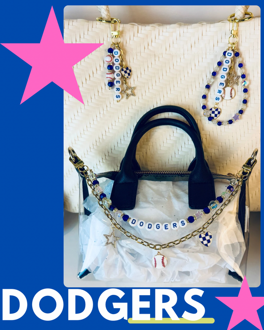 Dodgers Bag Charm | Baseball Keychain Zipper Pull | Baseball Fan Gift | Choose Your Team & Size | Handmade Sports Accessory