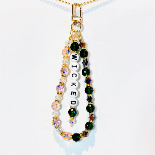 Wicked Bag Charm – Green & Pink Glass Beaded Keychain