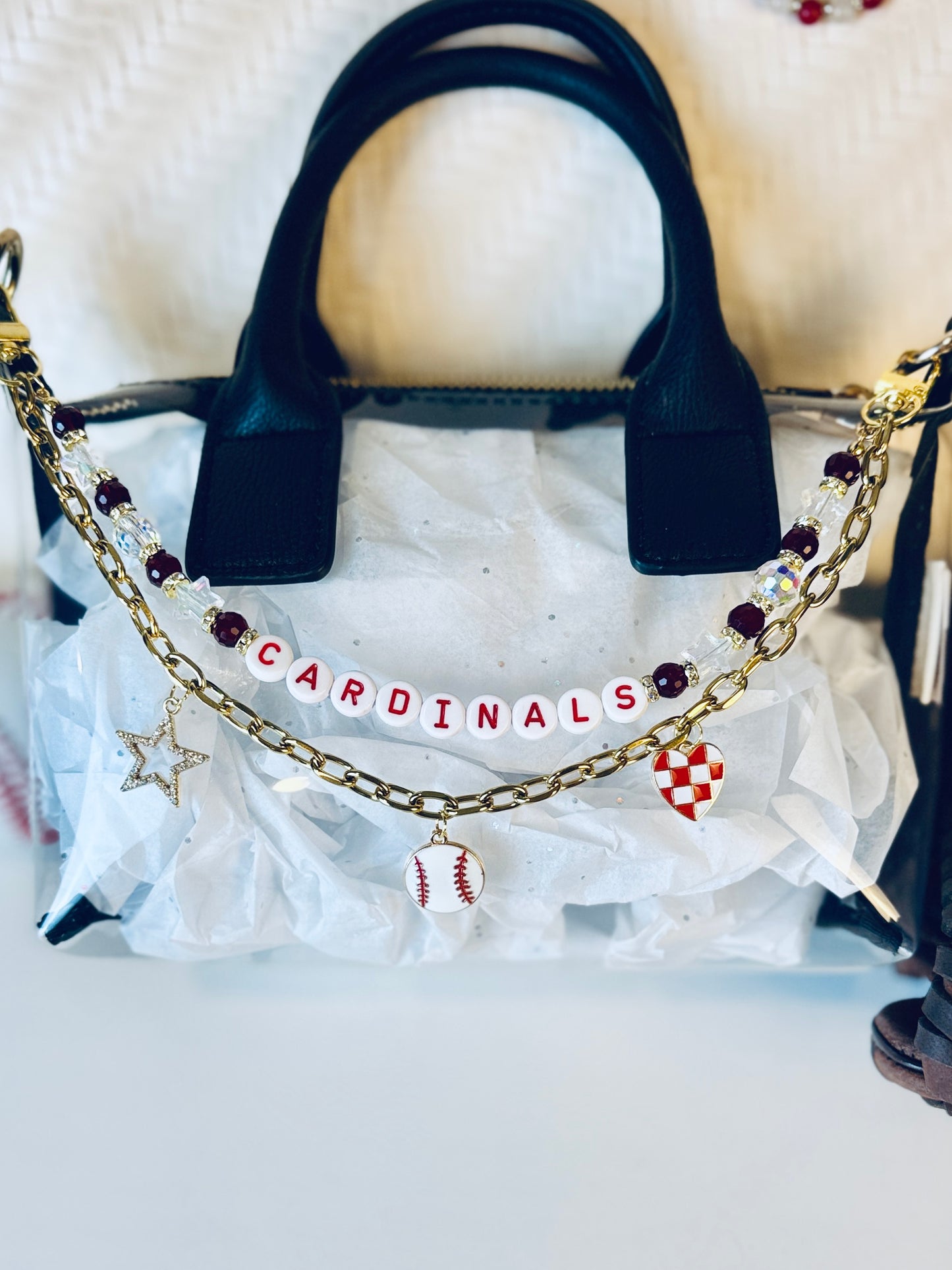 Cardinals Bag Charm | Baseball Keychain Zipper Pull | Baseball Fan Gift | Choose Your Team & Size | Handmade Sports Accessory