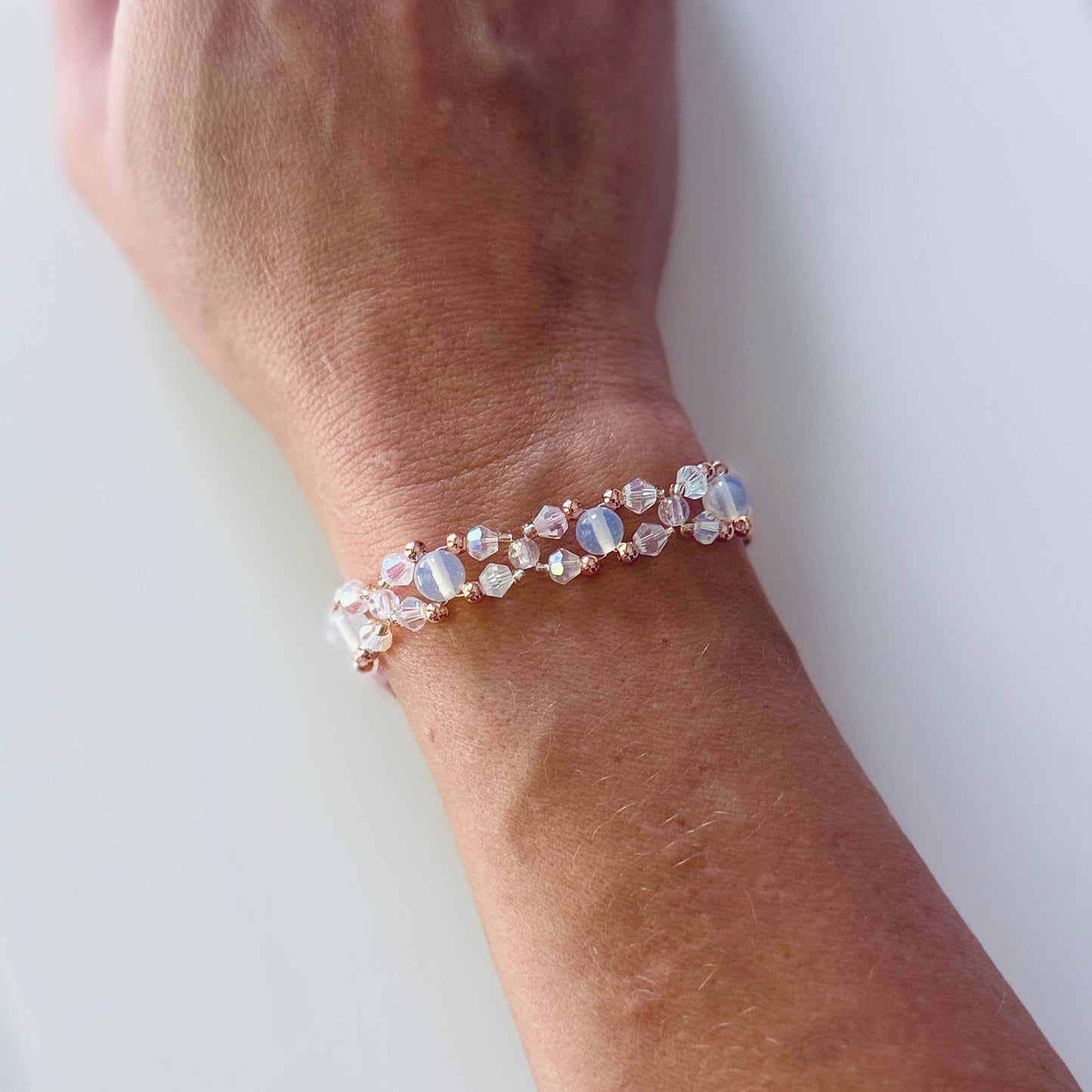 Opalite Showgirl Bracelet: Gold, Rose Gold or Silver Plated with Opalite
