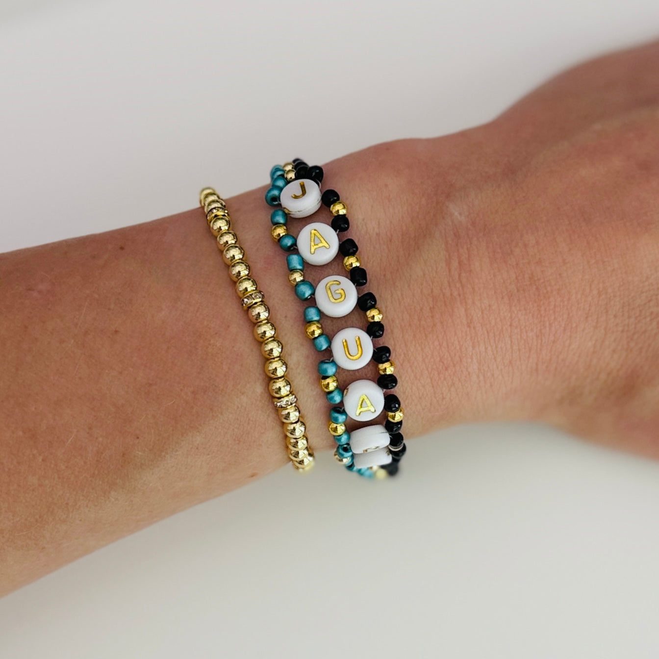 Jaguars Football Woven, Beaded Bracelet, Seed Bead Jewelry, Handmade Game Day Gift