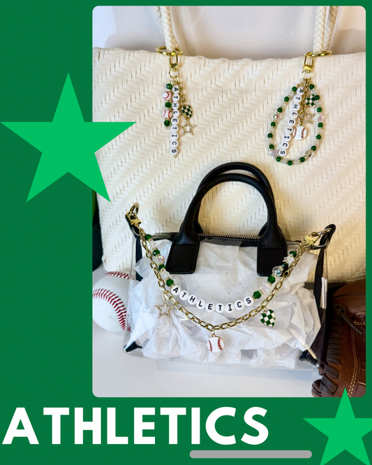 Athletics Bag Charm | Baseball Keychain Zipper Pull | Baseball Fan Gift | Choose Your Team & Size | Handmade Sports Accessory