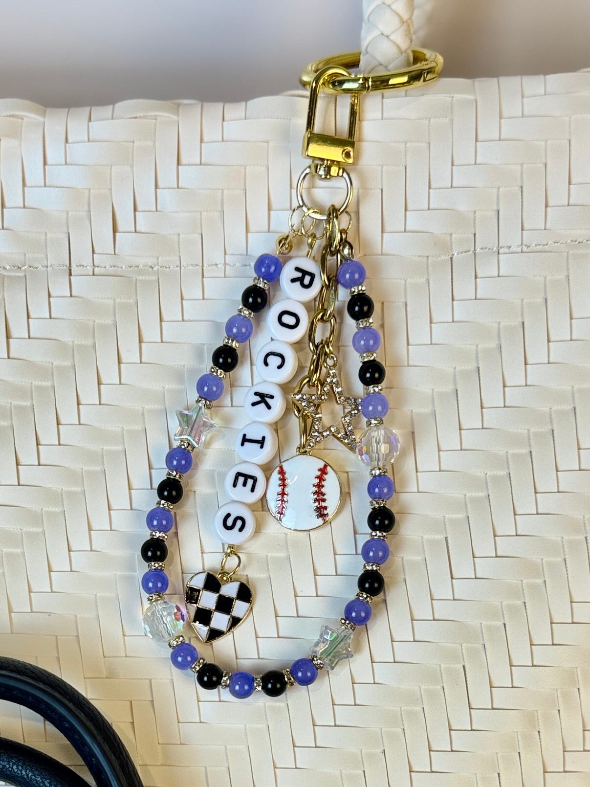 Rockies Bag Charm | Baseball Keychain Zipper Pull | Baseball Fan Gift | Choose Your Team & Size | Handmade Sports Accessory