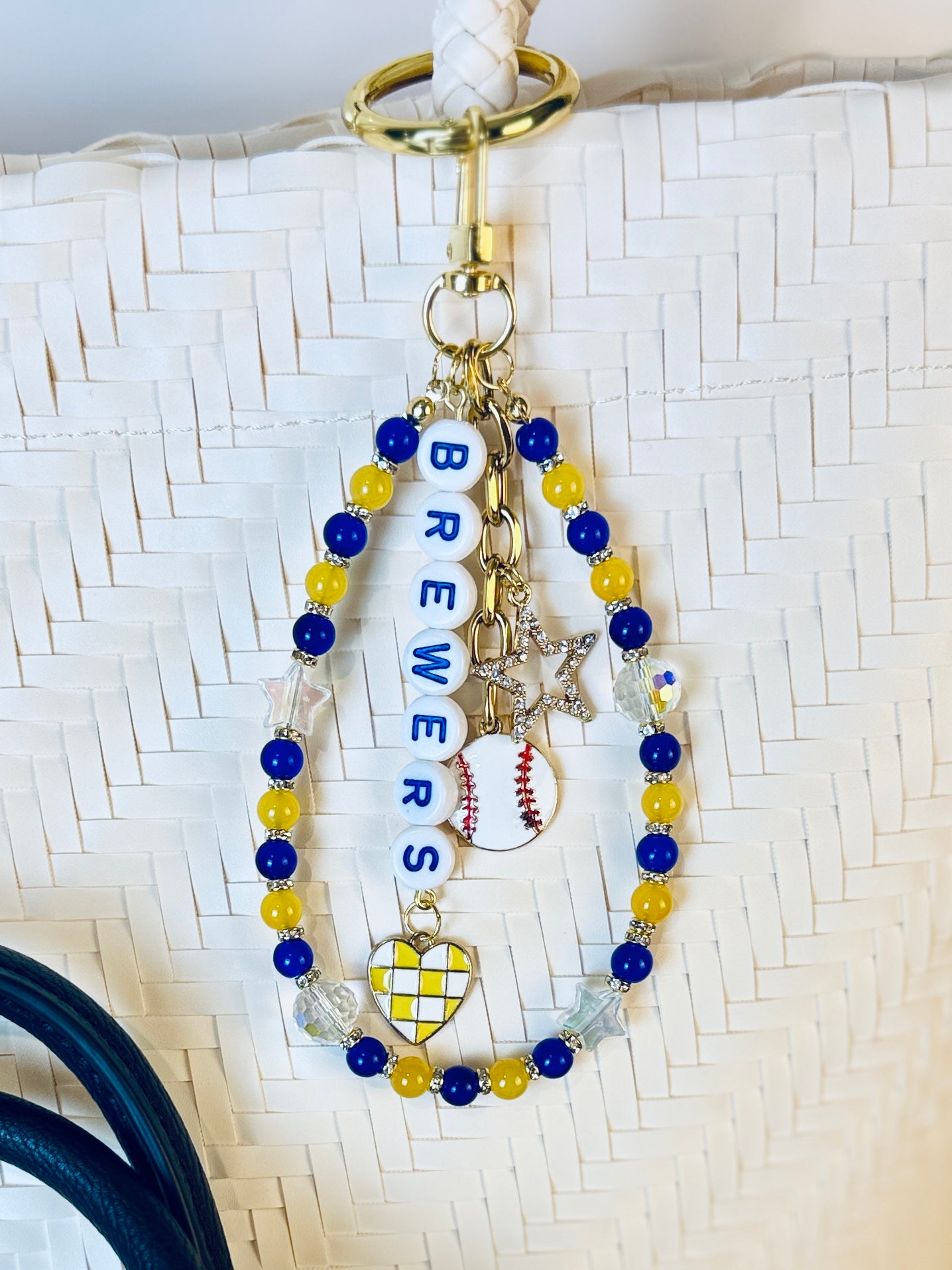Brewers Bag Charm | Baseball Keychain Zipper Pull | Baseball Fan Gift | Choose Your Team & Size | Handmade Sports Accessory