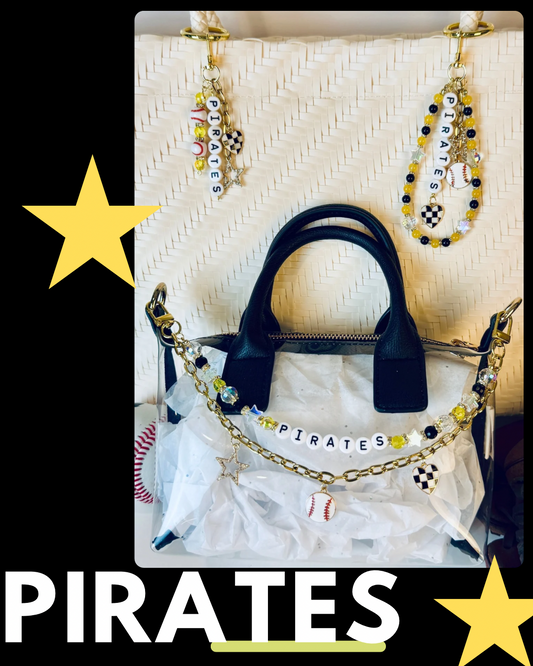 Pirates Bag Charm | Baseball Keychain Zipper Pull | Baseball Fan Gift | Choose Your Team & Size | Handmade Sports Accessory