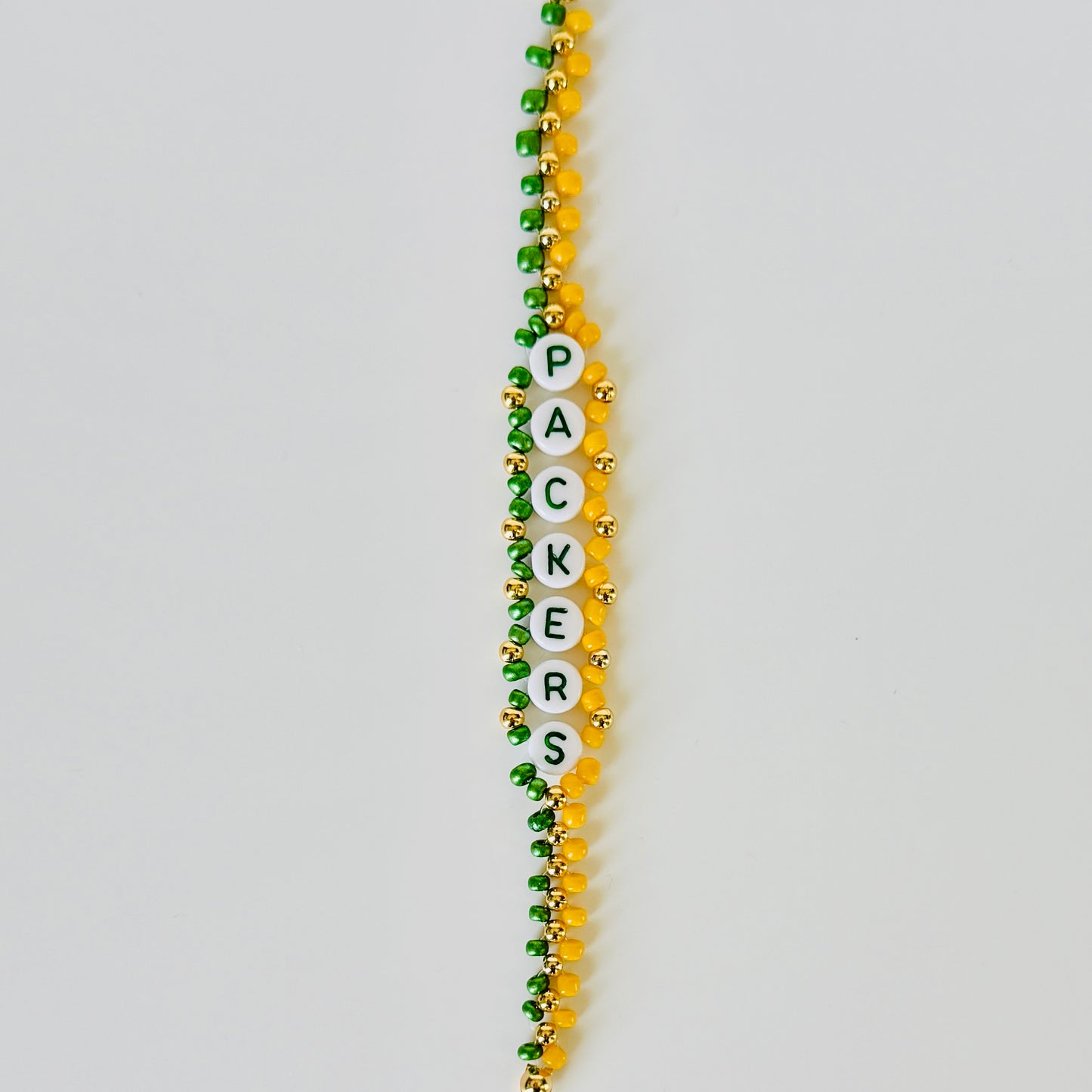 Packers Football Woven, Beaded Bracelet, Seed Bead Jewelry, Handmade Game Day Gift